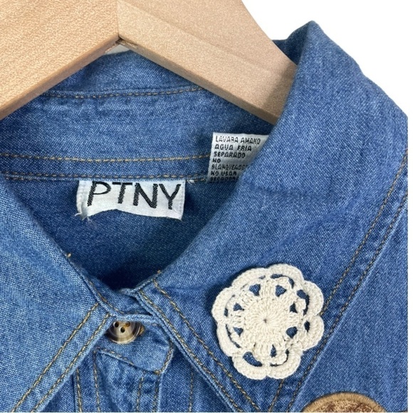 Vintage 90’s PTNY Women’s Long Sleeve Button Denim Shirt - Picture 2 of 5